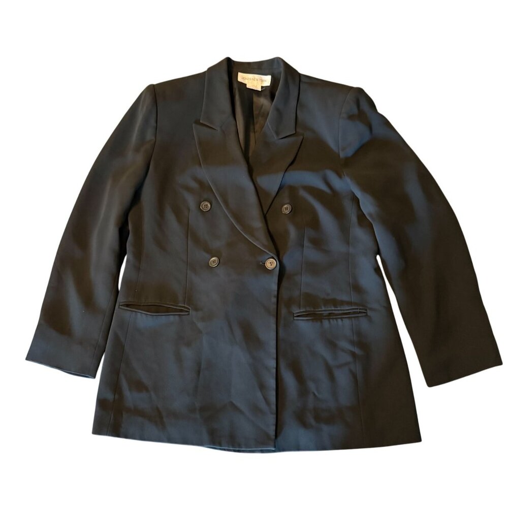 Jones New York‎ Womens Double-Breasted Blazer Size 14 Black